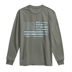 Boy Dad Est 2025 Long Sleeve Shirt American Flag First Fathers Day TS10 Military Green Print Your Wear