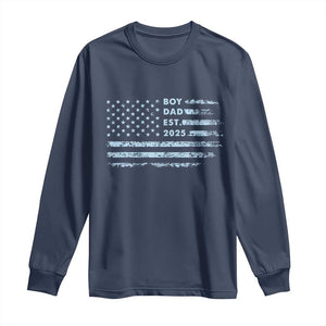 Boy Dad Est 2025 Long Sleeve Shirt American Flag First Fathers Day TS10 Navy Print Your Wear