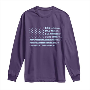 Boy Dad Est 2025 Long Sleeve Shirt American Flag First Fathers Day TS10 Purple Print Your Wear