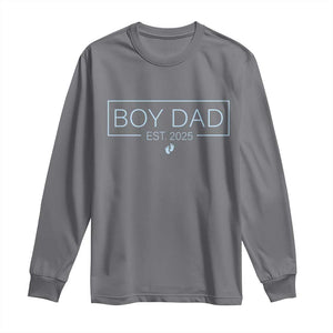 Boy Dad Est 2025 Long Sleeve Shirt Daddy Of Newborn Baby Boy First Fathers Day TS10 Charcoal Print Your Wear
