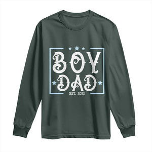 Boy Dad Est 2025 Long Sleeve Shirt Expect Baby Boy Fathers Day 2025 TS10 Dark Forest Green Print Your Wear