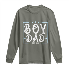 Boy Dad Est 2025 Long Sleeve Shirt Expect Baby Boy Fathers Day 2025 TS10 Military Green Print Your Wear