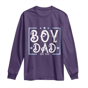 Boy Dad Est 2025 Long Sleeve Shirt Expect Baby Boy Fathers Day 2025 TS10 Purple Print Your Wear