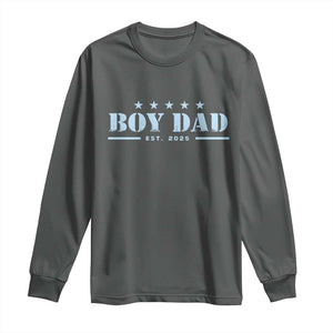 Boy Dad Est 2025 Long Sleeve Shirt Expecting Baby Boy 2025 TS10 Dark Heather Print Your Wear