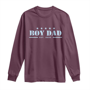 Boy Dad Est 2025 Long Sleeve Shirt Expecting Baby Boy 2025 TS10 Maroon Print Your Wear