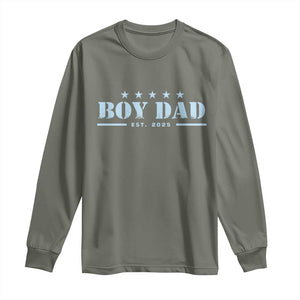 Boy Dad Est 2025 Long Sleeve Shirt Expecting Baby Boy 2025 TS10 Military Green Print Your Wear