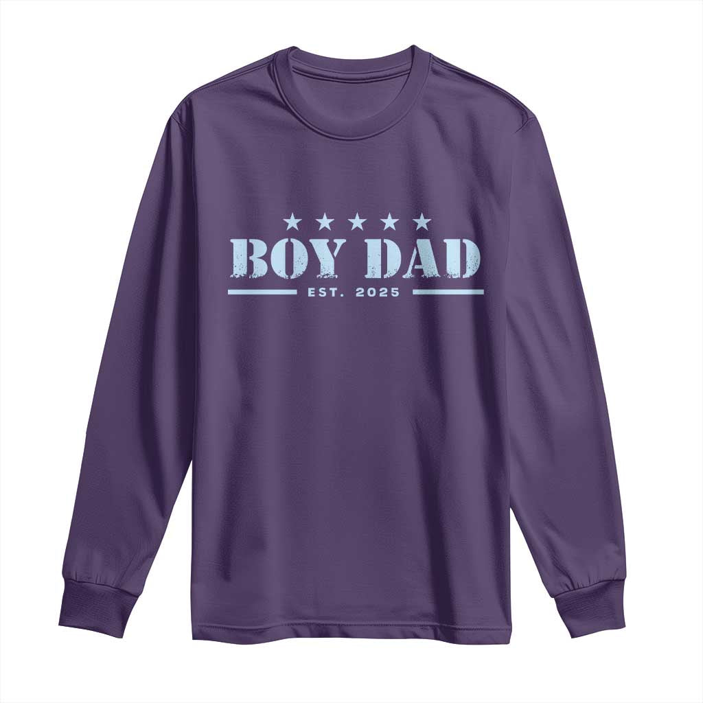 Boy Dad Est 2025 Long Sleeve Shirt Expecting Baby Boy 2025 TS10 Purple Print Your Wear