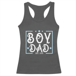 Boy Dad Est 2025 Racerback Tank Top Expect Baby Boy Son Fathers Day 2025 TS10 Dark Heather Print Your Wear
