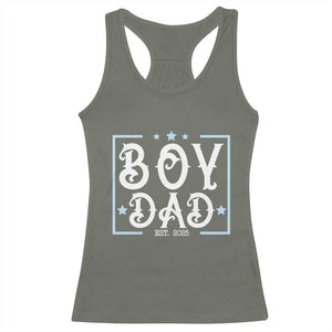 Boy Dad Est 2025 Racerback Tank Top Expect Baby Boy Son Fathers Day 2025 TS10 Military Green Print Your Wear