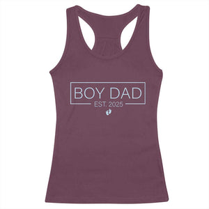 Boy Dad Est 2025 Racerback Tank Top Newborn Daddy Father Baby Boy Son Expect Baby TS10 Maroon Print Your Wear