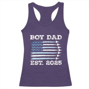 Boy Dad Est 2025 Racerback Tank Top Newborn Daddy Father Baby Boy Son USA Flag Fighter Jets TS10 Purple Print Your Wear