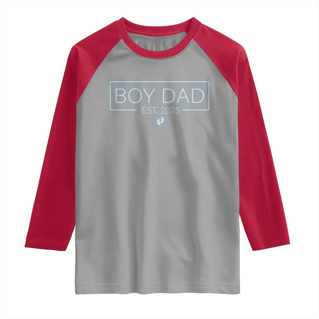 Boy Dad Est 2025 Raglan Shirt Daddy Of Newborn Baby Boy First Fathers Day TS10 Sport Gray Red Print Your Wear