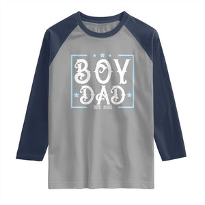 Boy Dad Est 2025 Raglan Shirt Expect Baby Boy Fathers Day 2025 TS10 Sport Gray Navy Print Your Wear