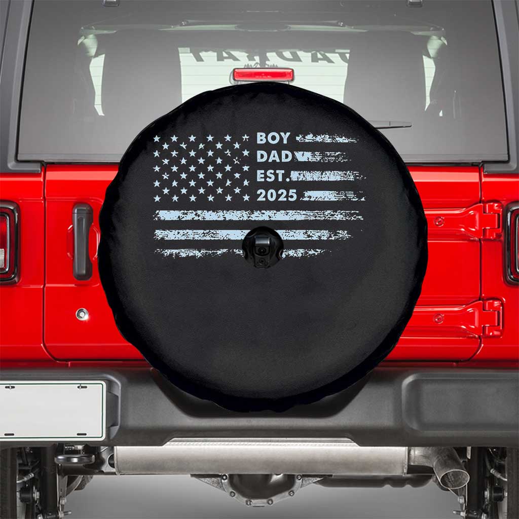 Boy Dad Est 2025 Spare Tire Cover American Flag First Fathers Day TS10 Black Print Your Wear