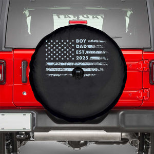Boy Dad Est 2025 Spare Tire Cover American Flag First Fathers Day TS10 Black Print Your Wear