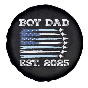 Boy Dad Est 2025 Spare Tire Cover Daddy Of Newborn Baby Boy First Fathers Day USA Flag Fighter Jets TS10 Print Your Wear