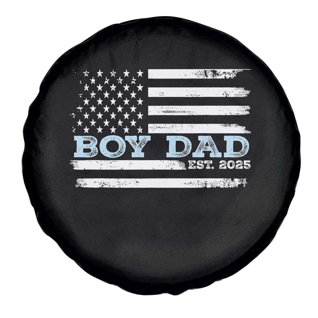 Boy Dad Est 2025 Spare Tire Cover Daddy Of Newborn Baby Boy First Fathers Day USA Flag TS10 Print Your Wear