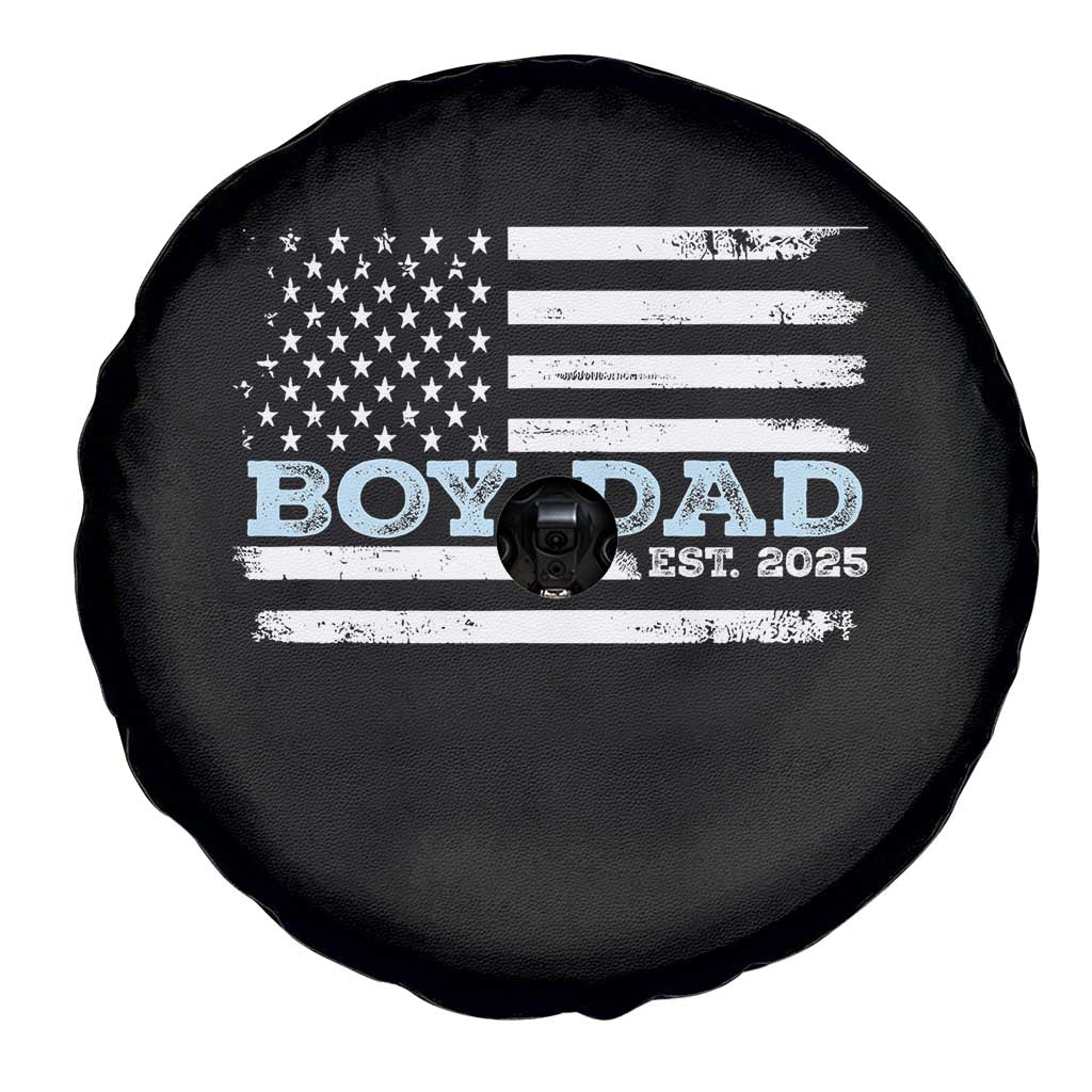 Boy Dad Est 2025 Spare Tire Cover Daddy Of Newborn Baby Boy First Fathers Day USA Flag TS10 Print Your Wear