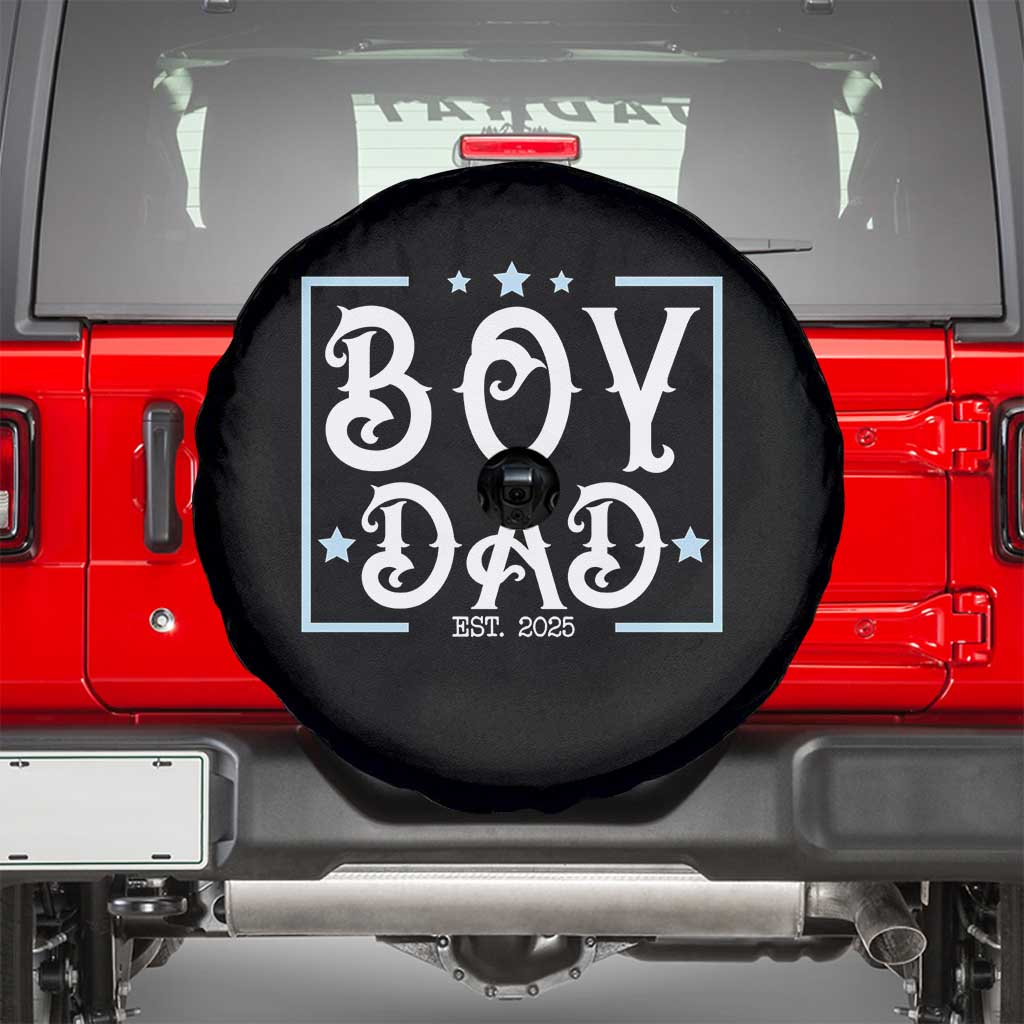 Boy Dad Est 2025 Spare Tire Cover Expect Baby Boy Fathers Day 2025 TS10 Black Print Your Wear
