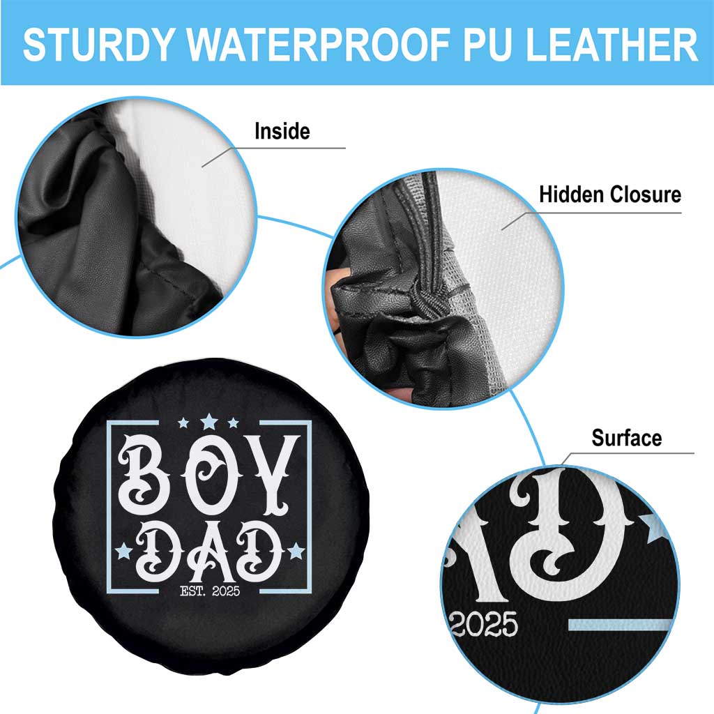 Boy Dad Est 2025 Spare Tire Cover Expect Baby Boy Fathers Day 2025 TS10 Print Your Wear
