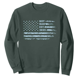 Boy Dad Est 2025 Sweatshirt American Flag First Fathers Day TS10 Dark Forest Green Print Your Wear