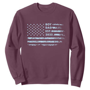 Boy Dad Est 2025 Sweatshirt American Flag First Fathers Day TS10 Maroon Print Your Wear