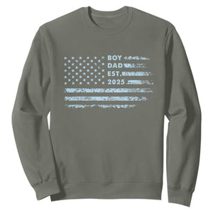 Boy Dad Est 2025 Sweatshirt American Flag First Fathers Day TS10 Military Green Print Your Wear