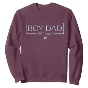 Boy Dad Est 2025 Sweatshirt Daddy Of Newborn Baby Boy First Fathers Day TS10 Maroon Print Your Wear