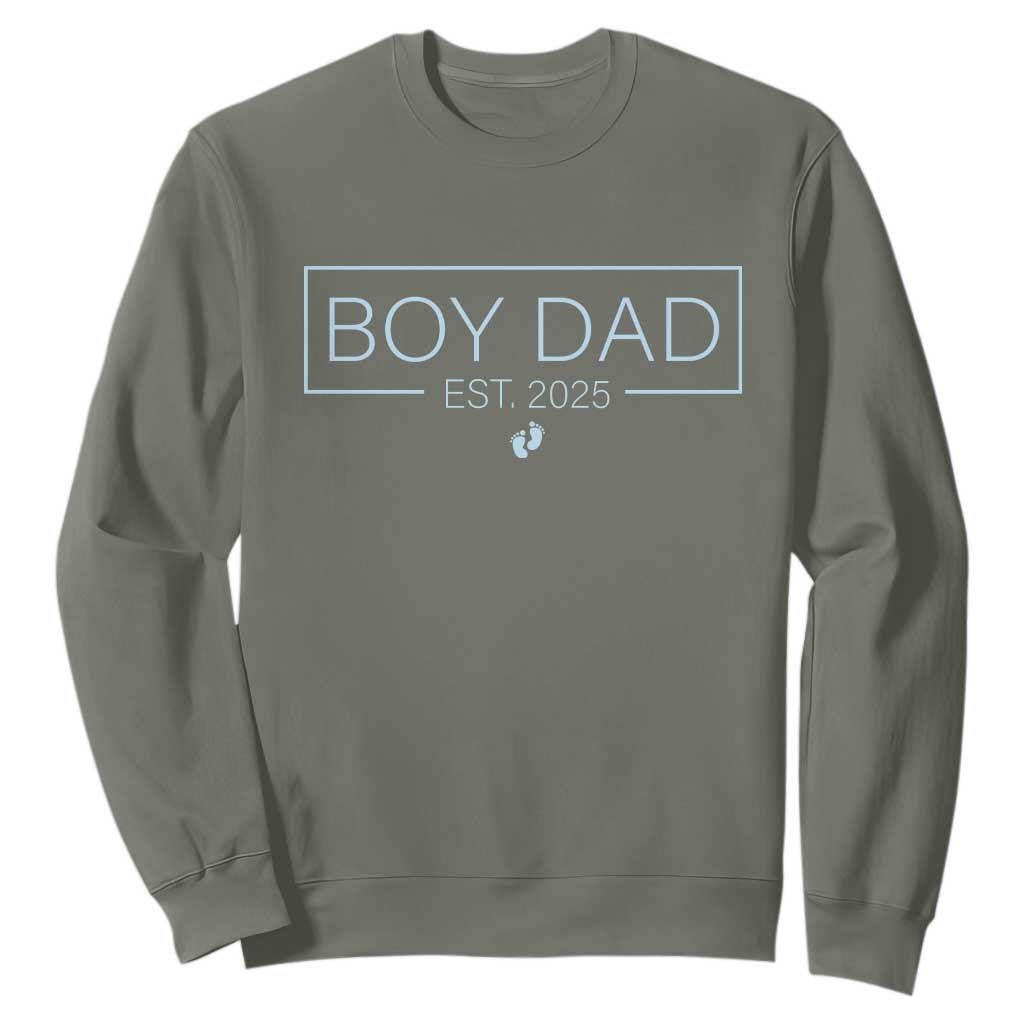 Boy Dad Est 2025 Sweatshirt Daddy Of Newborn Baby Boy First Fathers Day TS10 Military Green Print Your Wear