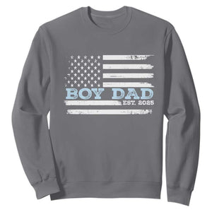 Boy Dad Est 2025 Sweatshirt Daddy Of Newborn Baby Boy First Fathers Day USA Flag TS10 Charcoal Print Your Wear