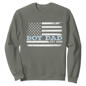 Boy Dad Est 2025 Sweatshirt Daddy Of Newborn Baby Boy First Fathers Day USA Flag TS10 Military Green Print Your Wear