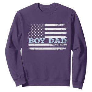 Boy Dad Est 2025 Sweatshirt Daddy Of Newborn Baby Boy First Fathers Day USA Flag TS10 Purple Print Your Wear