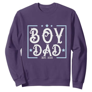 Boy Dad Est 2025 Sweatshirt Expect Baby Boy Fathers Day 2025 TS10 Purple Print Your Wear