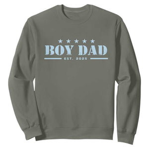 Boy Dad Est 2025 Sweatshirt Expecting Baby Boy 2025 TS10 Military Green Print Your Wear