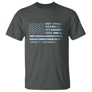 Boy Dad Est 2025 T Shirt American Flag First Fathers Day TS10 Dark Heather Print Your Wear