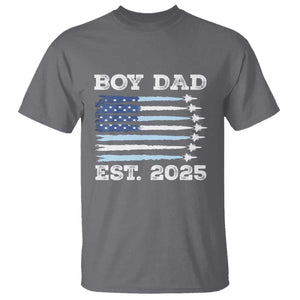 Boy Dad Est 2025 T Shirt Daddy Of Newborn Baby Boy First Fathers Day USA Flag Fighter Jets TS10 Charcoal Print Your Wear