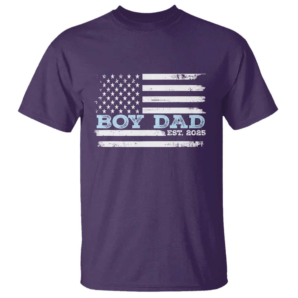 Boy Dad Est 2025 T Shirt Daddy Of Newborn Baby Boy First Fathers Day USA Flag TS10 Purple Print Your Wear