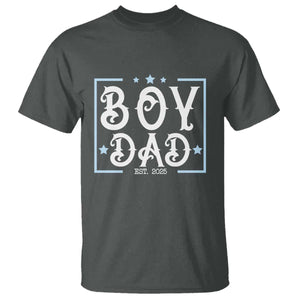 Boy Dad Est 2025 T Shirt Expect Baby Boy Fathers Day 2025 TS10 Dark Heather Print Your Wear