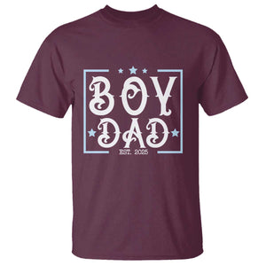 Boy Dad Est 2025 T Shirt Expect Baby Boy Fathers Day 2025 TS10 Maroon Print Your Wear