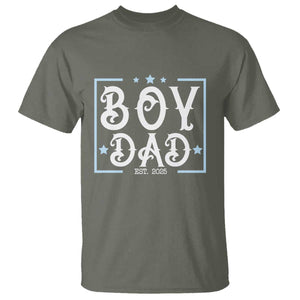Boy Dad Est 2025 T Shirt Expect Baby Boy Fathers Day 2025 TS10 Military Green Print Your Wear