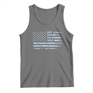 Boy Dad Est 2025 Tank Top American Flag First Fathers Day TS10 Black Heather Print Your Wear