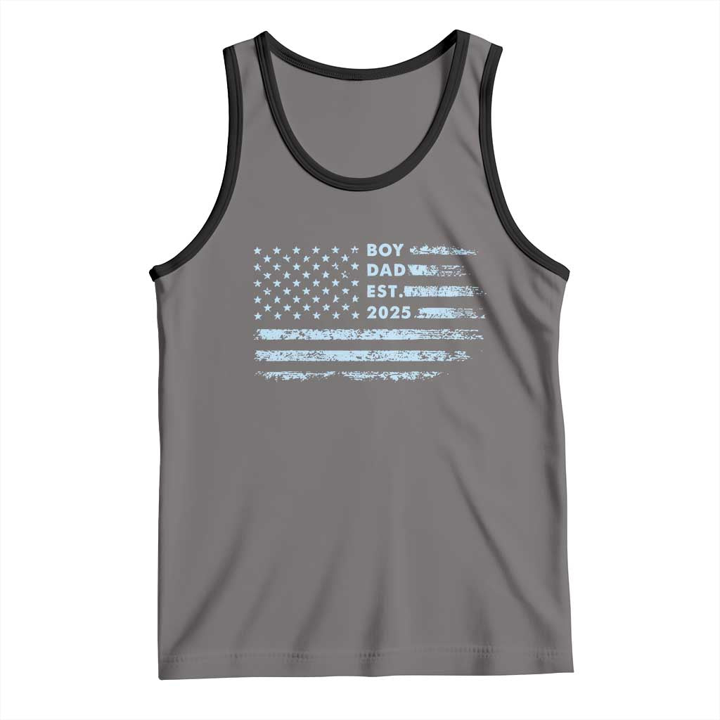 Boy Dad Est 2025 Tank Top American Flag First Fathers Day TS10 Deep Heather Black Print Your Wear