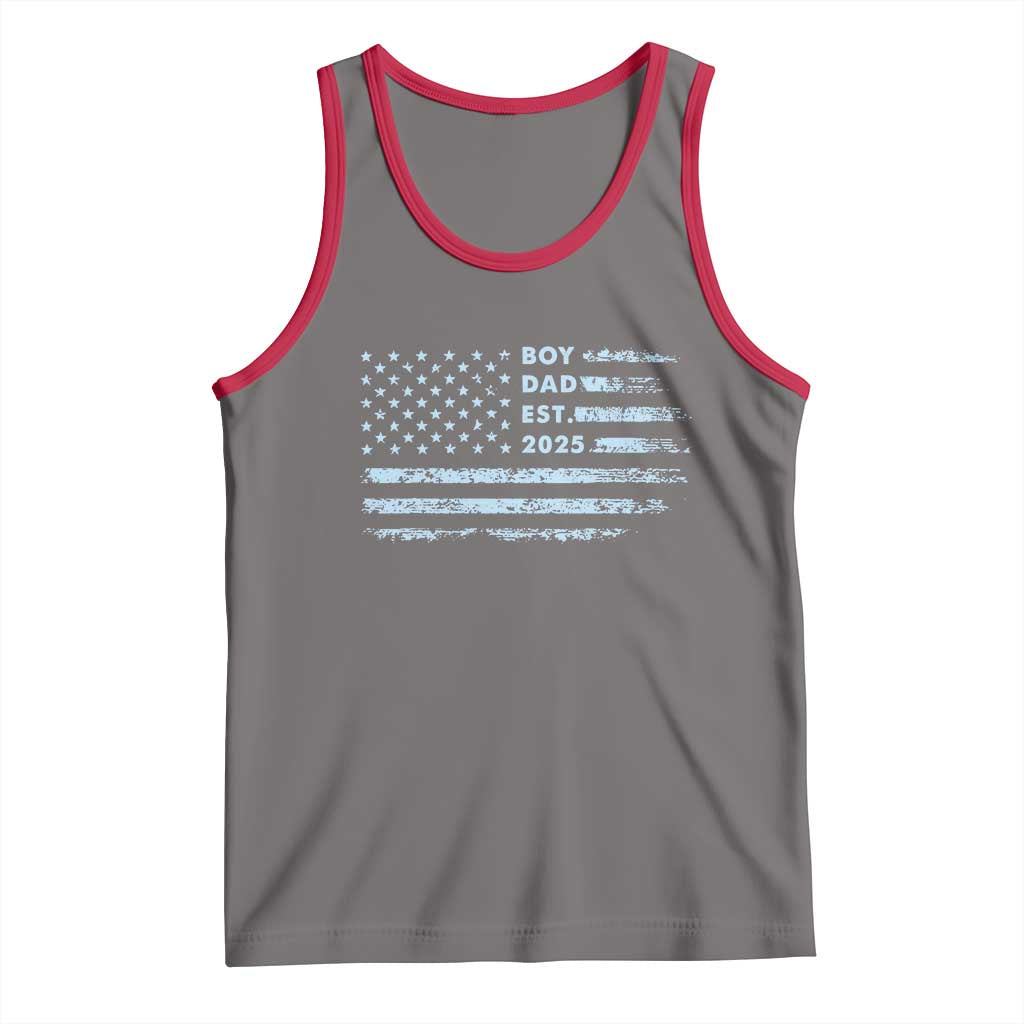Boy Dad Est 2025 Tank Top American Flag First Fathers Day TS10 Deep Heather Red Print Your Wear