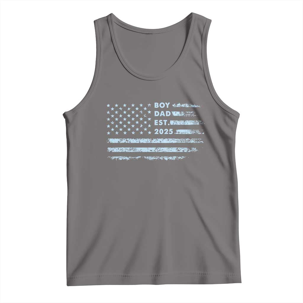 Boy Dad Est 2025 Tank Top American Flag First Fathers Day TS10 Deep Heather Print Your Wear