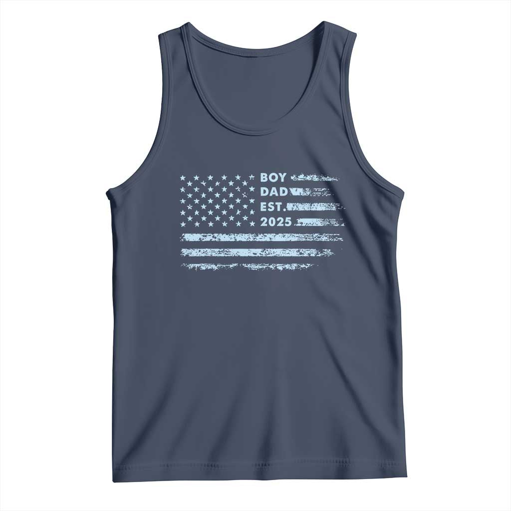 Boy Dad Est 2025 Tank Top American Flag First Fathers Day TS10 Navy Print Your Wear