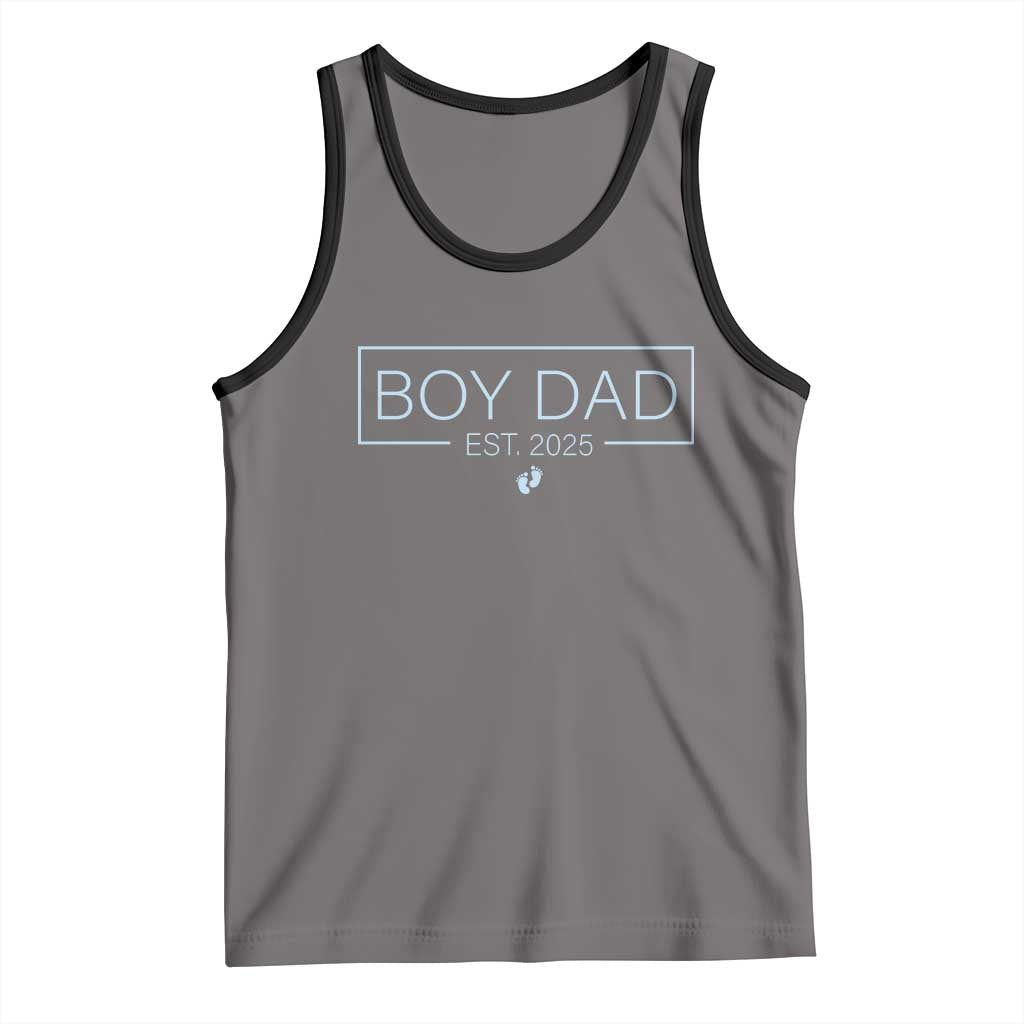 Boy Dad Est 2025 Tank Top Daddy Of Newborn Baby Boy First Fathers Day TS10 Deep Heather Black Print Your Wear