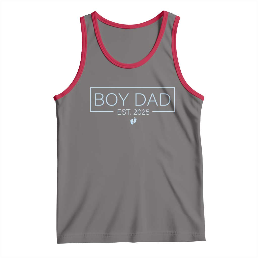 Boy Dad Est 2025 Tank Top Daddy Of Newborn Baby Boy First Fathers Day TS10 Deep Heather Red Print Your Wear