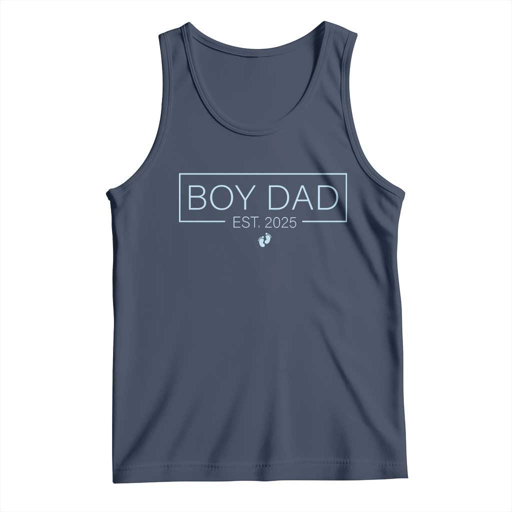Boy Dad Est 2025 Tank Top Daddy Of Newborn Baby Boy First Fathers Day TS10 Navy Print Your Wear