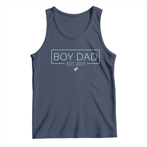 Boy Dad Est 2025 Tank Top Daddy Of Newborn Baby Boy First Fathers Day TS10 Navy Print Your Wear