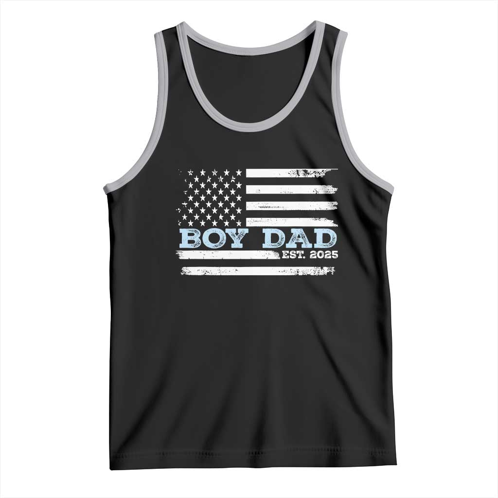 Boy Dad Est 2025 Tank Top Daddy Of Newborn Baby Boy First Fathers Day USA Flag TS10 Black Athletic Heather Print Your Wear